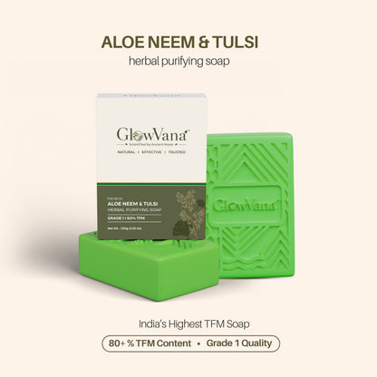 GlowVana Aloe Neem Tulsi Purity Bar  | Herbal Purifying Soap
