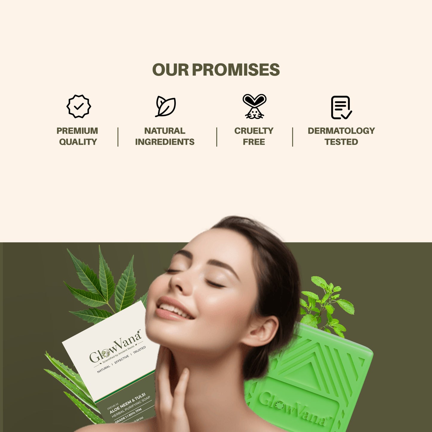 GlowVana Aloe Neem Tulsi Purity Bar  | Herbal Purifying Soap