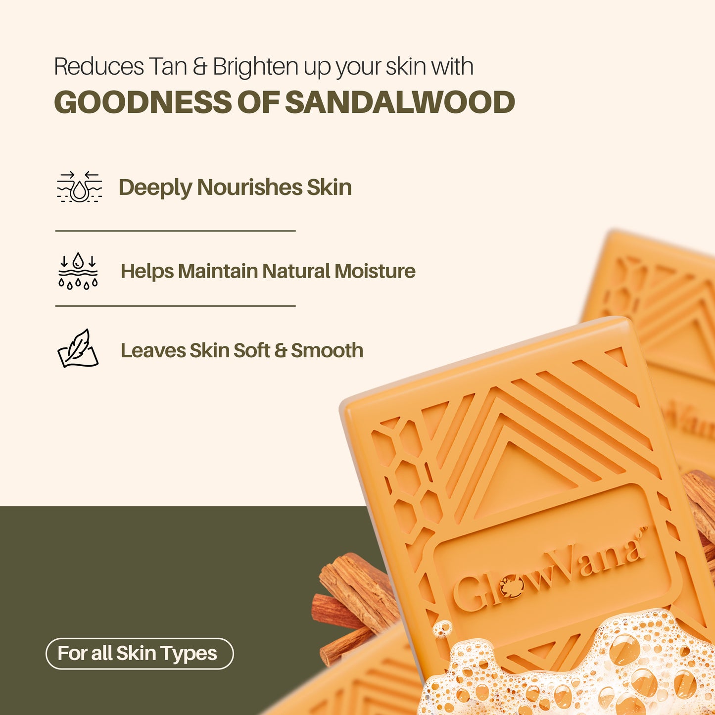 GlowVana Sandalwood Luxe Essence Bar | Skin Brightening Bar