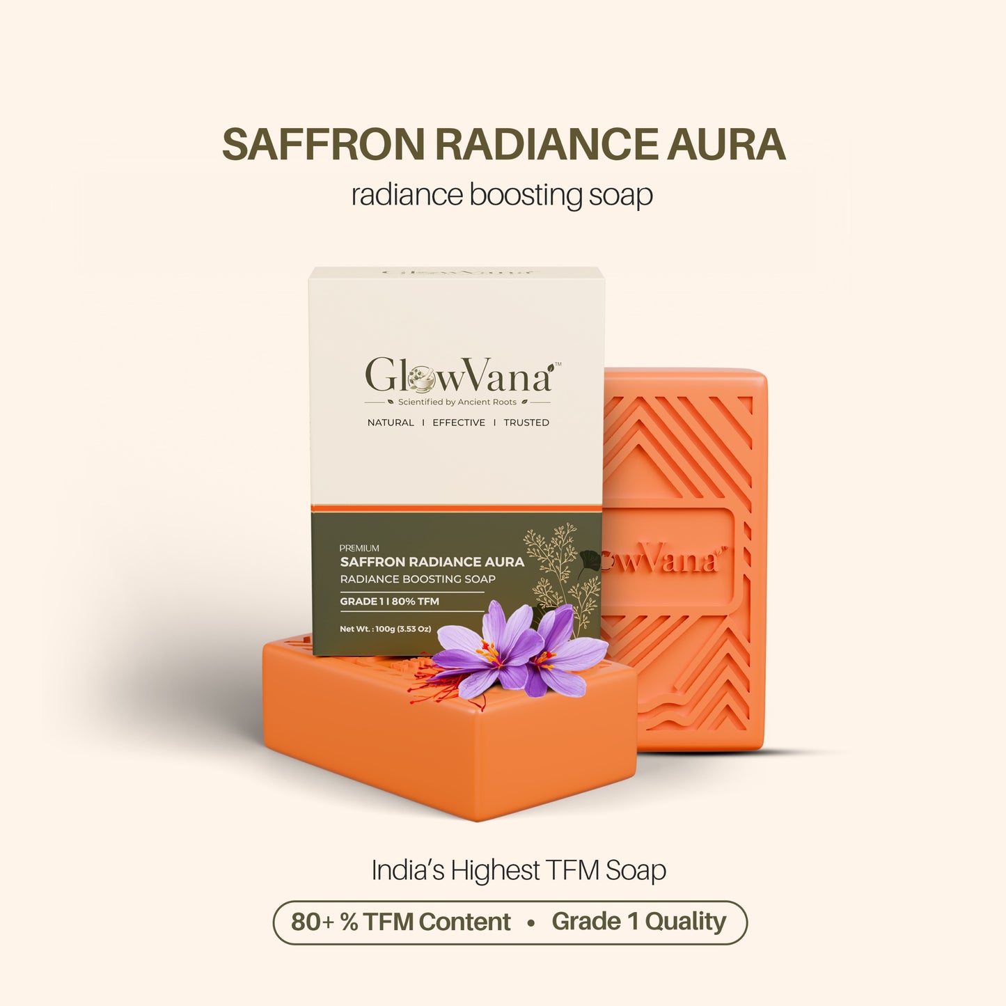 GlowVana Saffron Radiance Aura Bar | De-Tan | Skin Brightening | Depigmentation