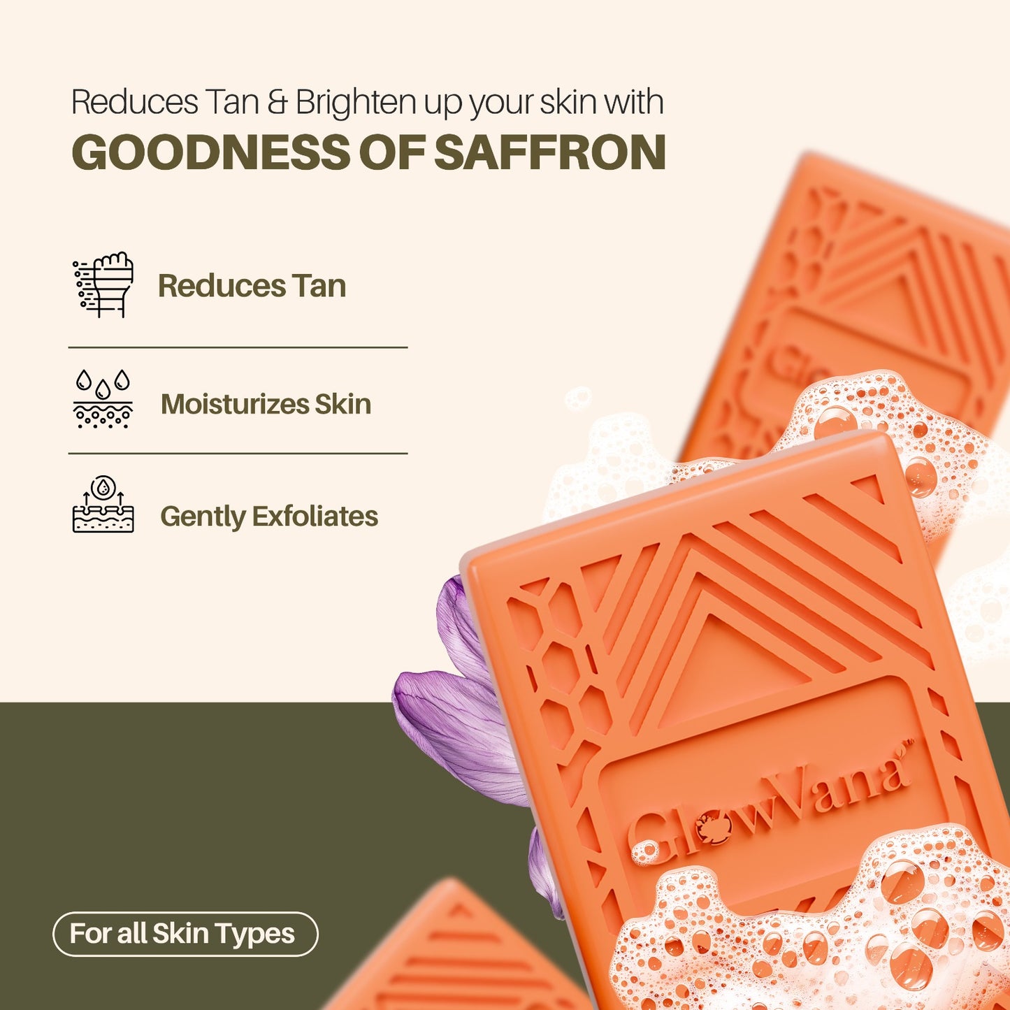 GlowVana Saffron Radiance Aura Bar | De-Tan | Skin Brightening | Depigmentation