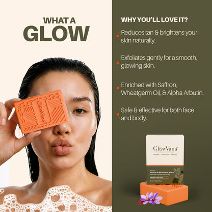 GlowVana Saffron Radiance Aura Bar | De-Tan | Skin Brightening | Depigmentation