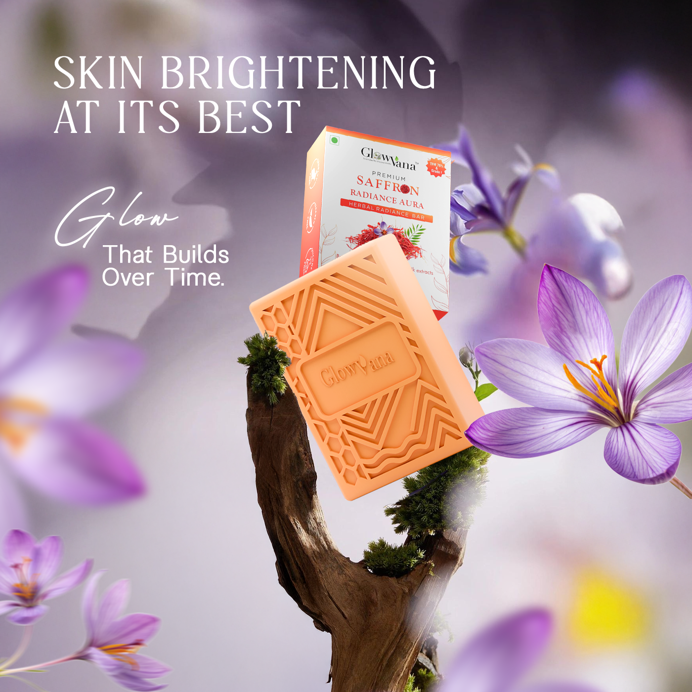 GlowVana Saffron Radiance Aura Bar | De-Tan | Skin Brightening | Depigmentation