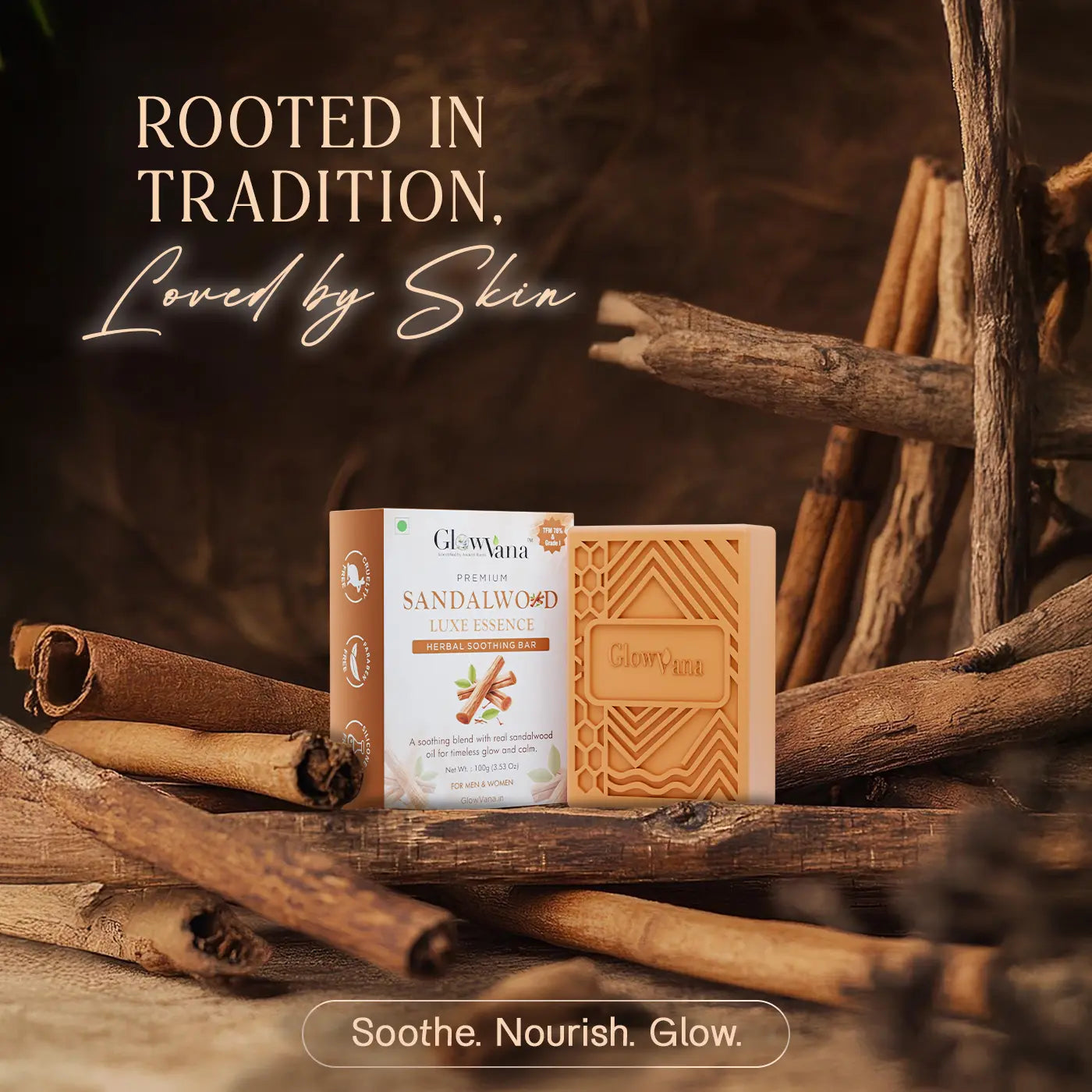 GlowVana Sandalwood Luxe Essence Bar | Skin Brightening Bar